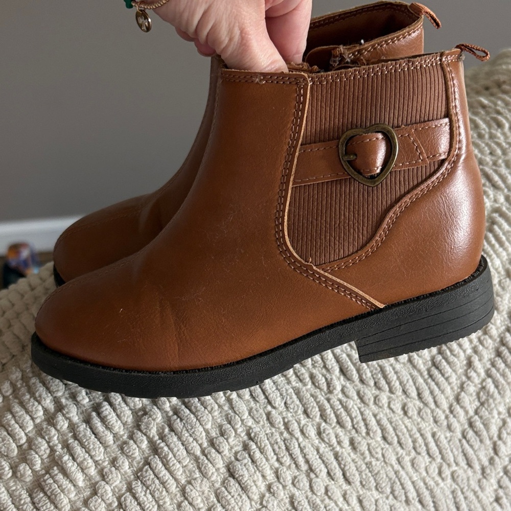 Carter's Tan Kids Ankle Boots with Heart Buckle